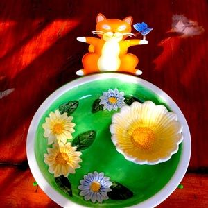 Vintage Whimsical kitty Party Dish!